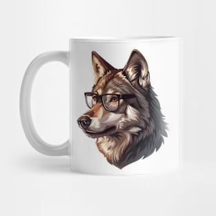 Wise Wolf: Where Glasses Meet Wilderness Mug